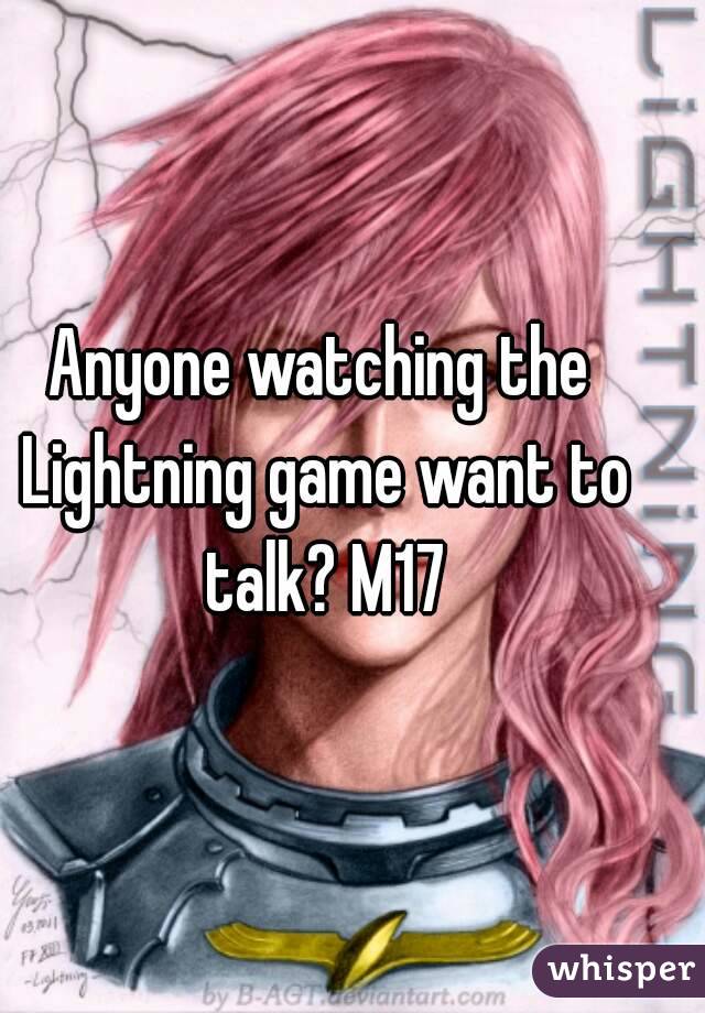 Anyone watching the Lightning game want to talk? M17