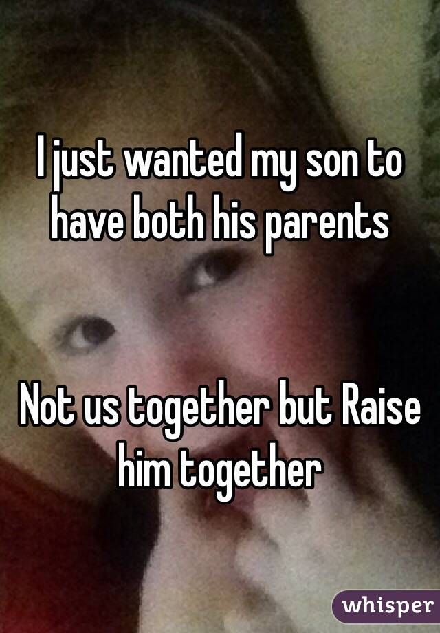 I just wanted my son to have both his parents


Not us together but Raise him together 
