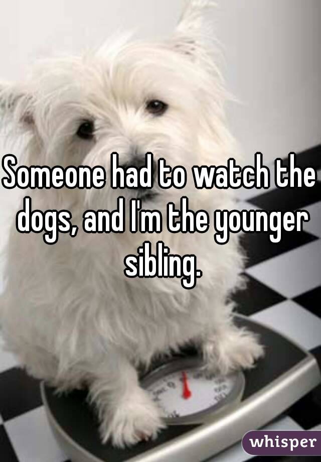 Someone had to watch the dogs, and I'm the younger sibling.