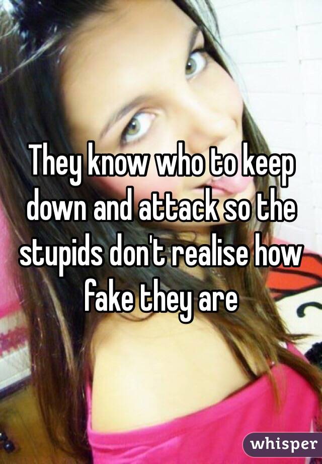 They know who to keep down and attack so the stupids don't realise how fake they are