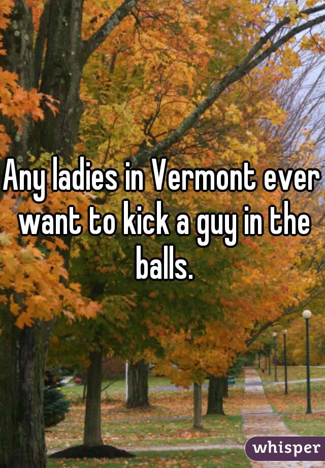 Any ladies in Vermont ever want to kick a guy in the balls.