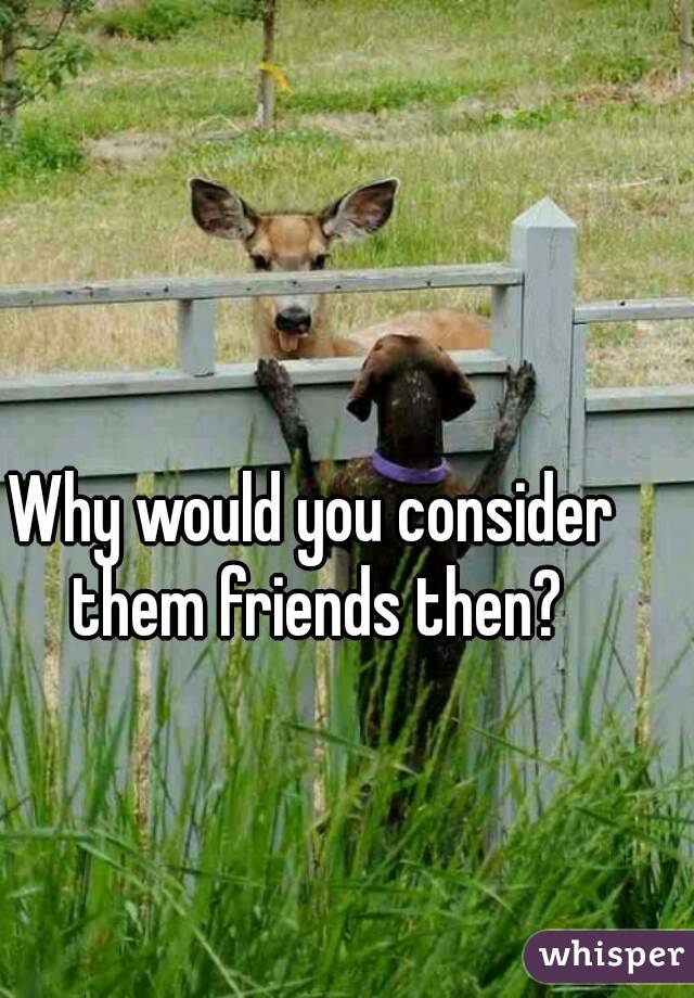 Why would you consider them friends then?