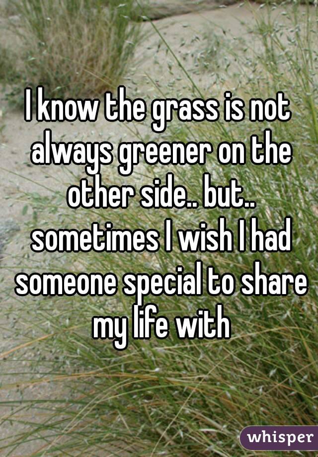 I know the grass is not always greener on the other side.. but.. sometimes I wish I had someone special to share my life with