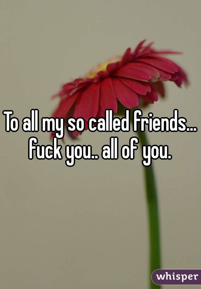 To all my so called friends... fuck you.. all of you. 