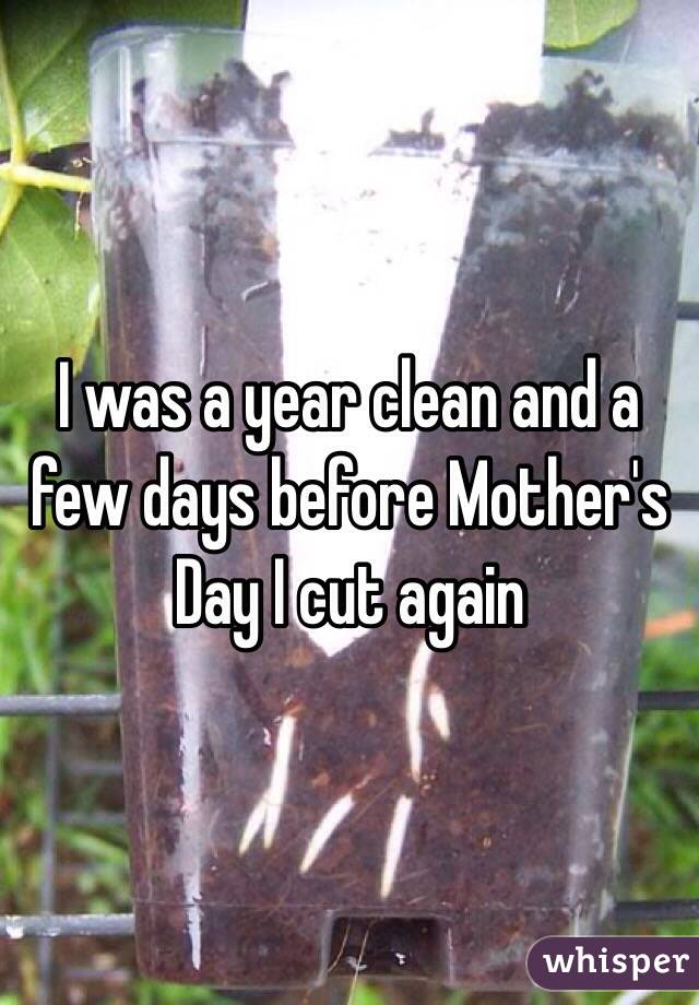 I was a year clean and a few days before Mother's Day I cut again 