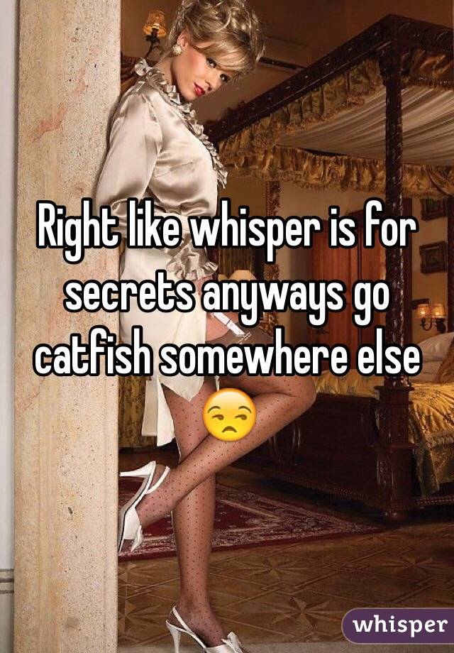 Right like whisper is for secrets anyways go catfish somewhere else 😒