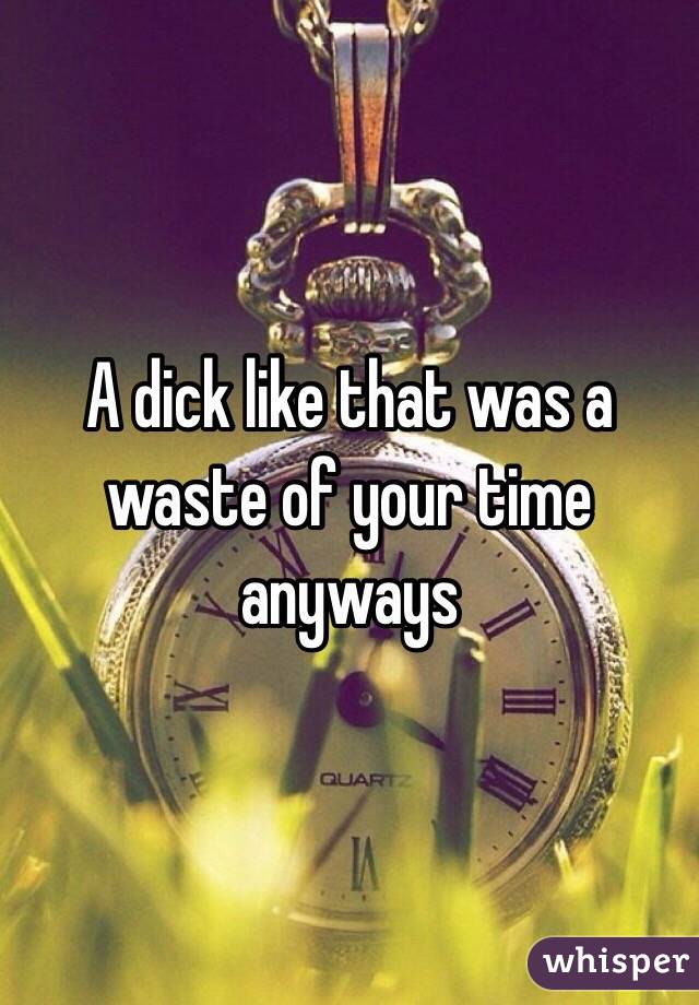 A dick like that was a waste of your time anyways