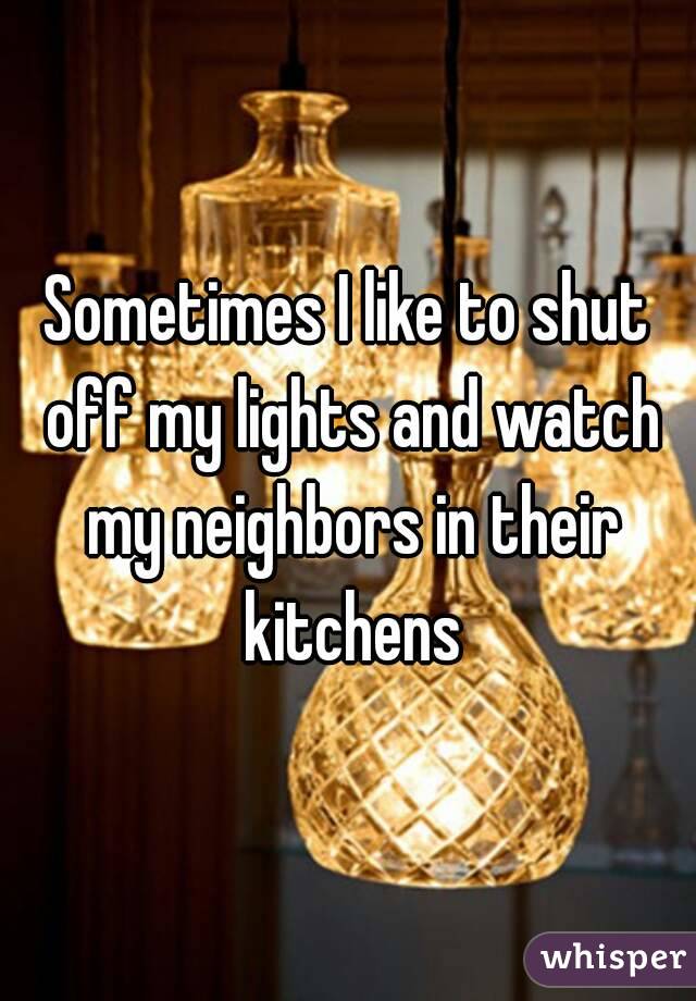 Sometimes I like to shut off my lights and watch my neighbors in their kitchens