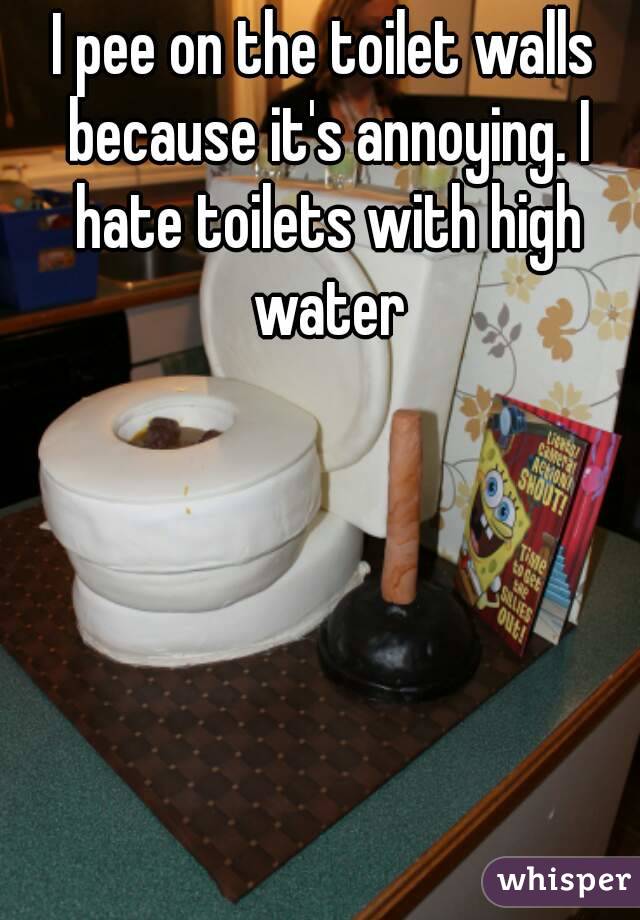 I pee on the toilet walls because it's annoying. I hate toilets with high water