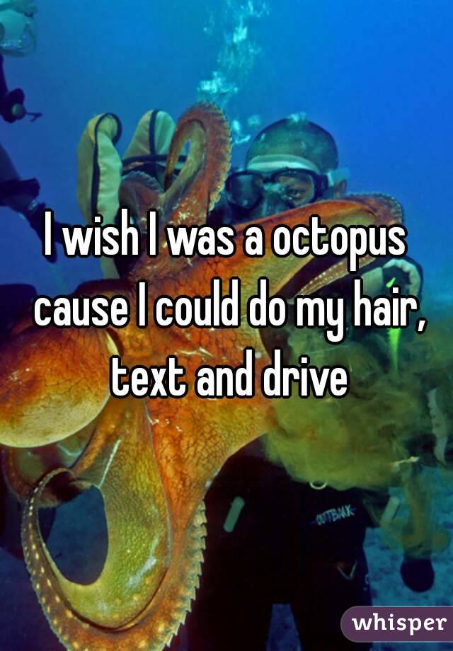 I wish I was a octopus cause I could do my hair, text and drive
