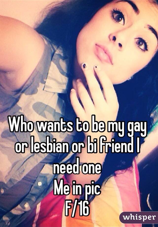 Who wants to be my gay or lesbian or bi friend I need one 
Me in pic 
F/16 