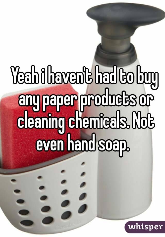 Yeah i haven't had to buy any paper products or cleaning chemicals. Not even hand soap.  