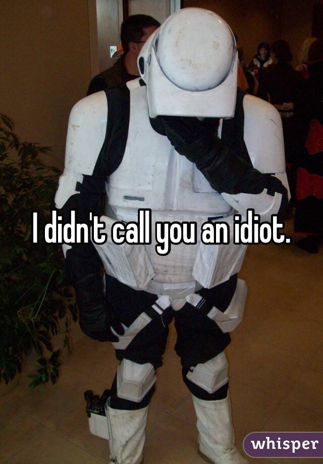 I didn't call you an idiot.