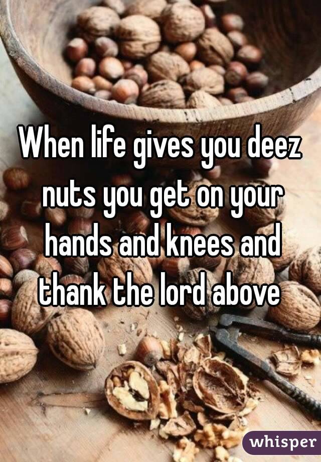 When life gives you deez nuts you get on your hands and knees and thank the lord above 