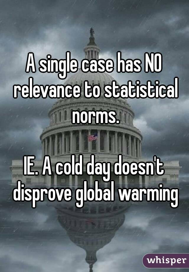 A single case has NO relevance to statistical norms.

IE. A cold day doesn't disprove global warming