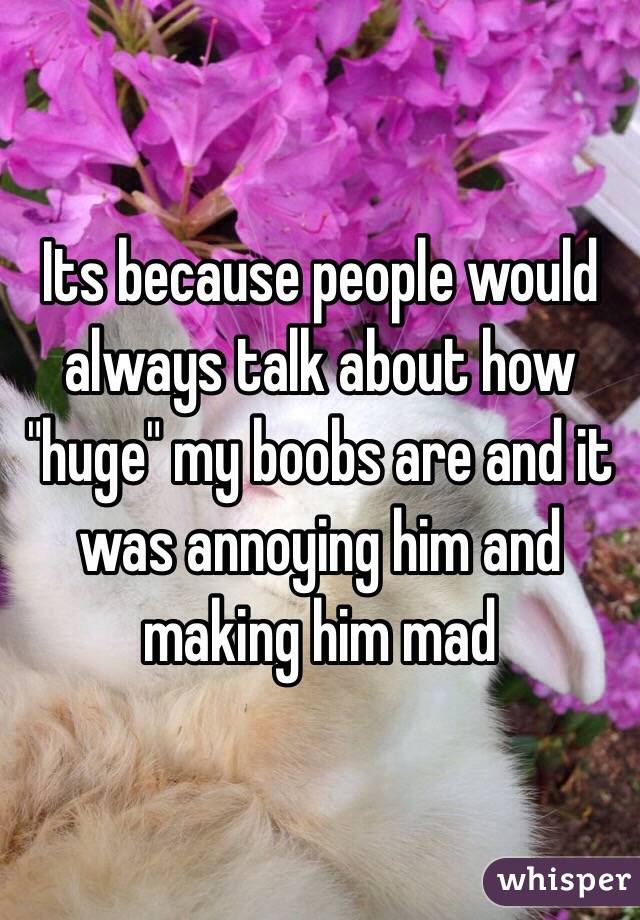 Its because people would always talk about how "huge" my boobs are and it was annoying him and making him mad