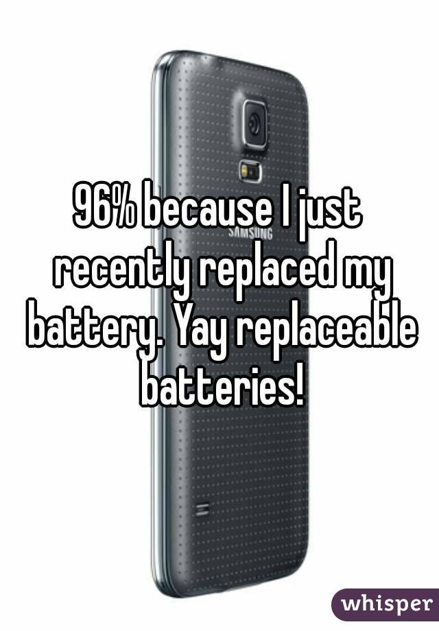 96% because I just recently replaced my battery. Yay replaceable batteries!