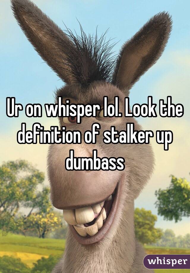 Ur on whisper lol. Look the definition of stalker up dumbass