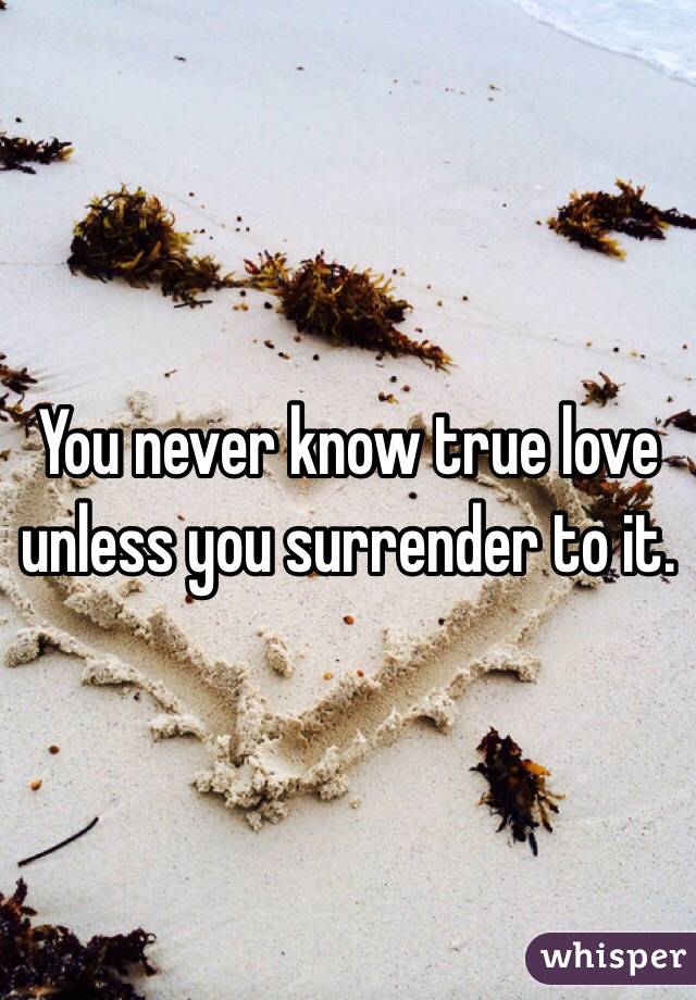 You never know true love unless you surrender to it. 