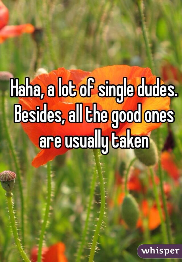 Haha, a lot of single dudes. Besides, all the good ones are usually taken