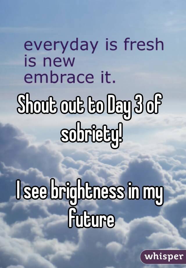 Shout out to Day 3 of sobriety!

I see brightness in my future
