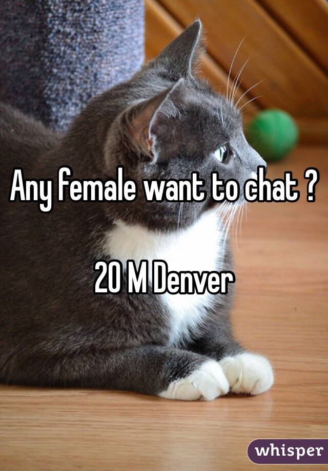 Any female want to chat ?

20 M Denver 