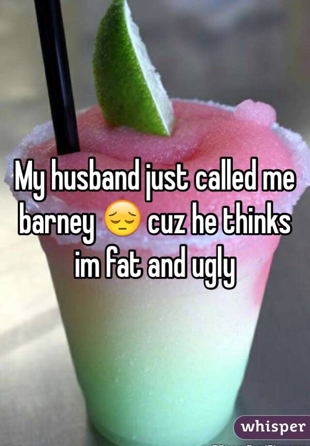 My husband just called me barney 😔 cuz he thinks im fat and ugly