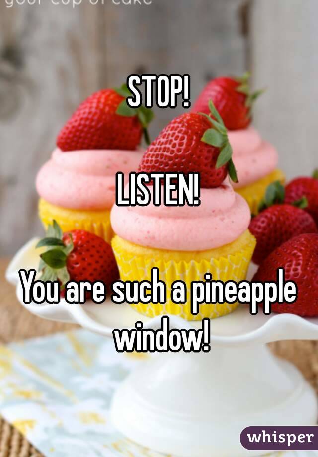 STOP!

LISTEN!

You are such a pineapple window!