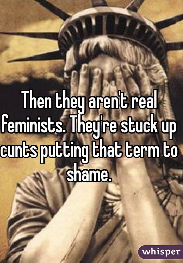 Then they aren't real feminists. They're stuck up cunts putting that term to shame. 