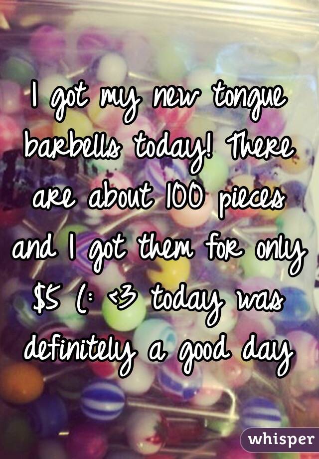 I got my new tongue barbells today! There are about 100 pieces and I got them for only $5 (: <3 today was definitely a good day 