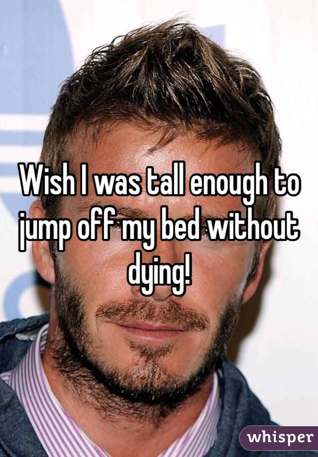 Wish I was tall enough to jump off my bed without dying!
