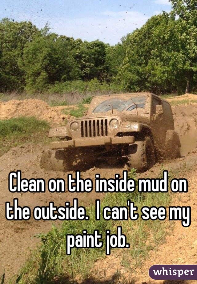 Clean on the inside mud on the outside.  I can't see my paint job.