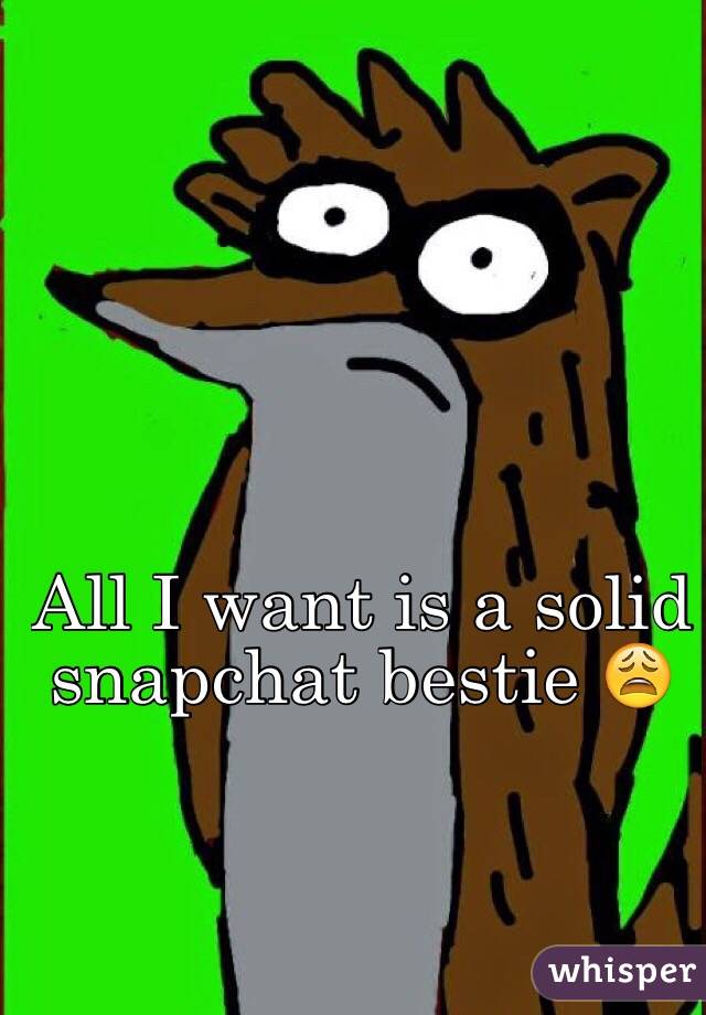 All I want is a solid snapchat bestie 😩