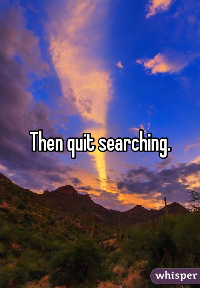 Then quit searching. 