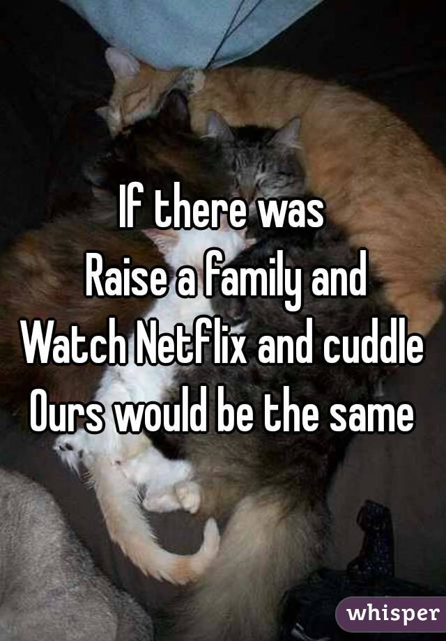 If there was
 Raise a family and
Watch Netflix and cuddle
Ours would be the same