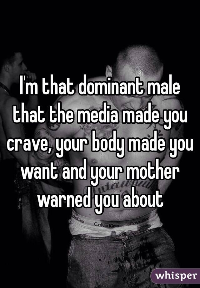 I'm that dominant male that the media made you crave, your body made you want and your mother warned you about