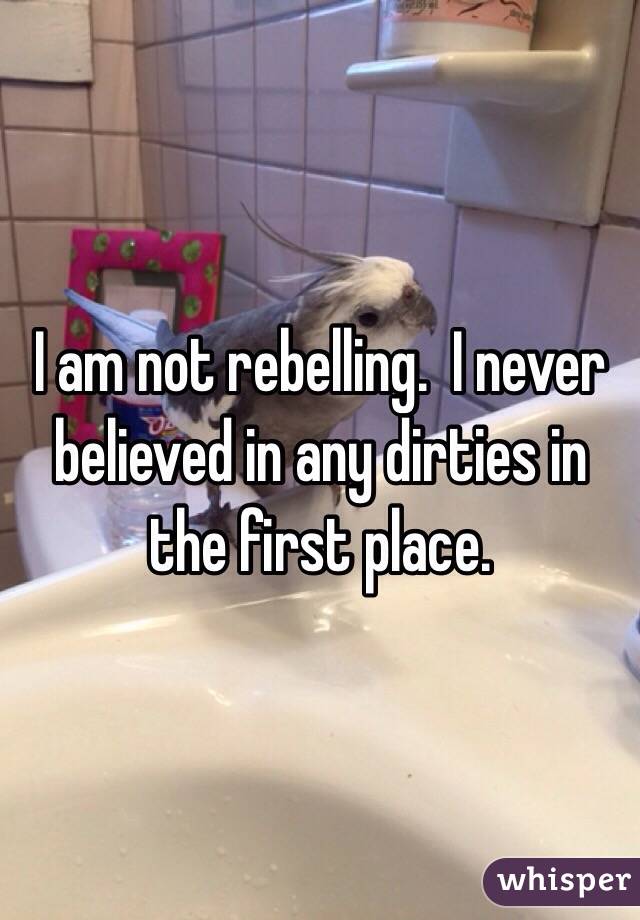 I am not rebelling.  I never believed in any dirties in the first place.