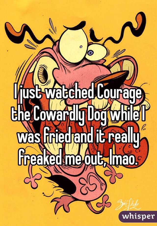 I just watched Courage the Cowardly Dog while I was fried and it really freaked me out, lmao. 