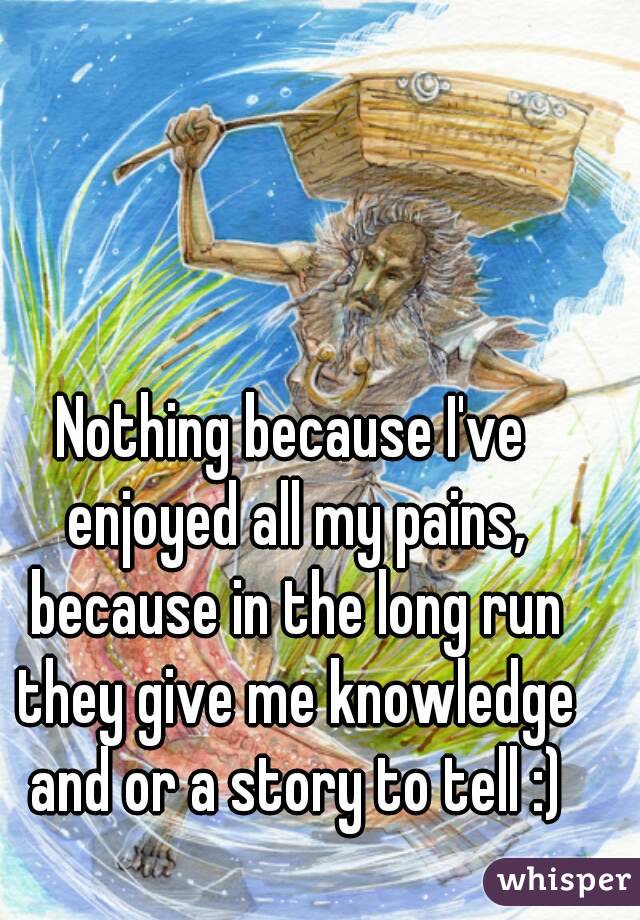 Nothing because I've enjoyed all my pains, because in the long run they give me knowledge and or a story to tell :)