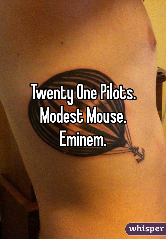 Twenty One Pilots. 
Modest Mouse. 
Eminem. 