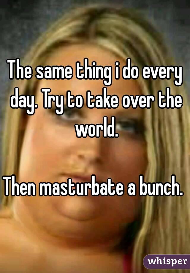 The same thing i do every day. Try to take over the world.

Then masturbate a bunch. 
