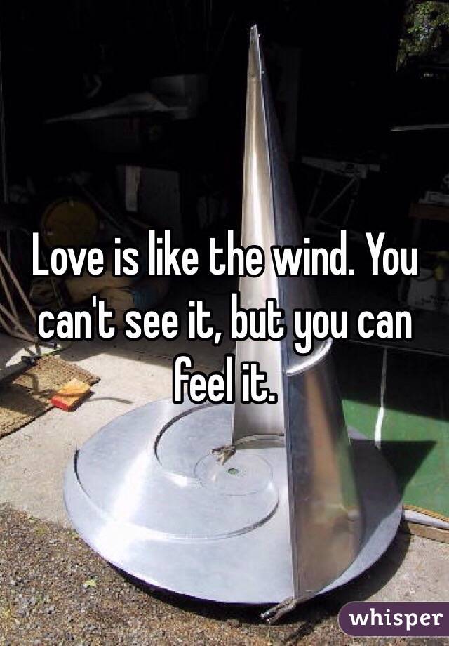 Love is like the wind. You can't see it, but you can feel it. 