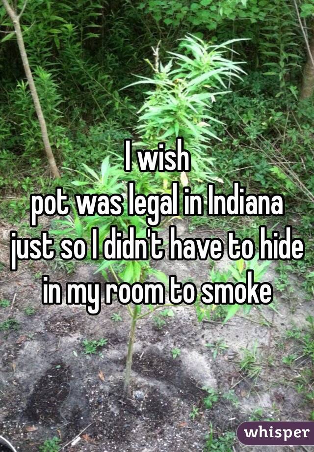 I wish 
pot was legal in Indiana just so I didn't have to hide in my room to smoke