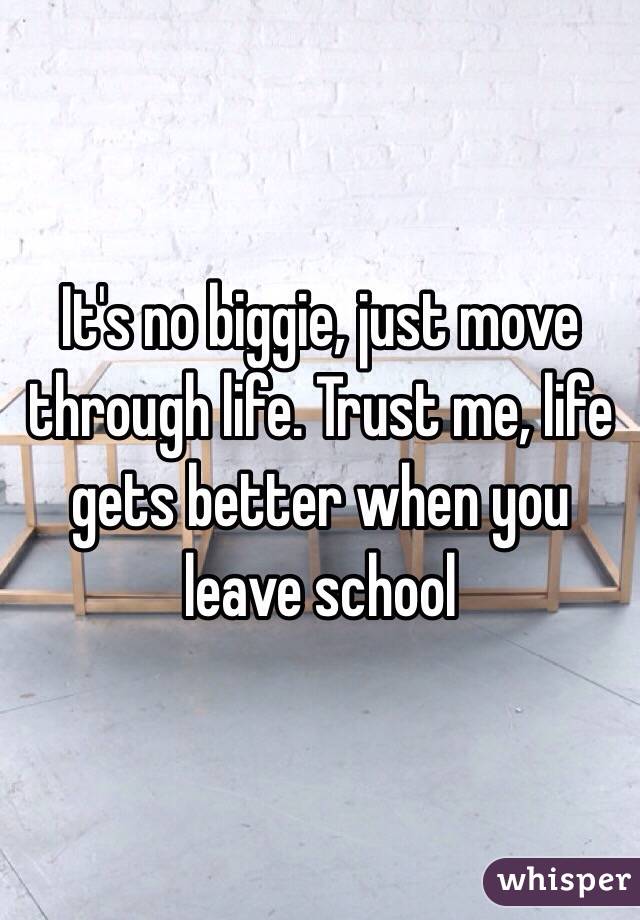 It's no biggie, just move through life. Trust me, life gets better when you leave school