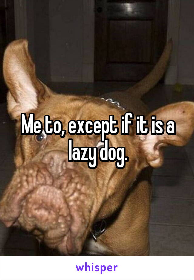 Me to, except if it is a lazy dog.