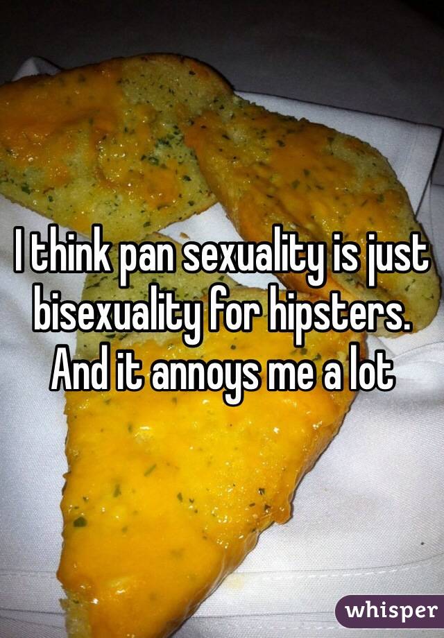 I think pan sexuality is just bisexuality for hipsters. And it annoys me a lot