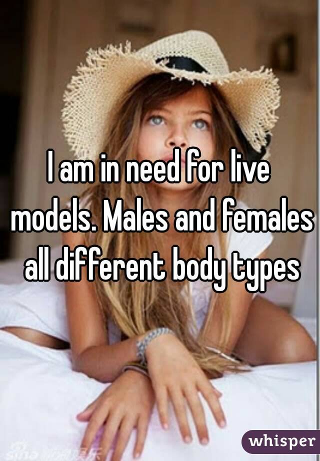 I am in need for live models. Males and females all different body types