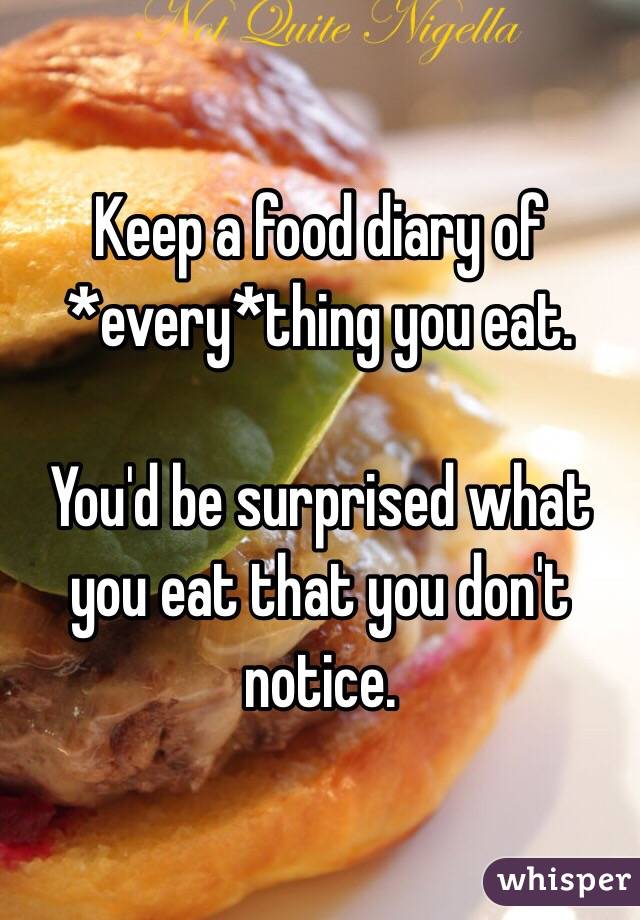 Keep a food diary of *every*thing you eat. 

You'd be surprised what you eat that you don't notice. 