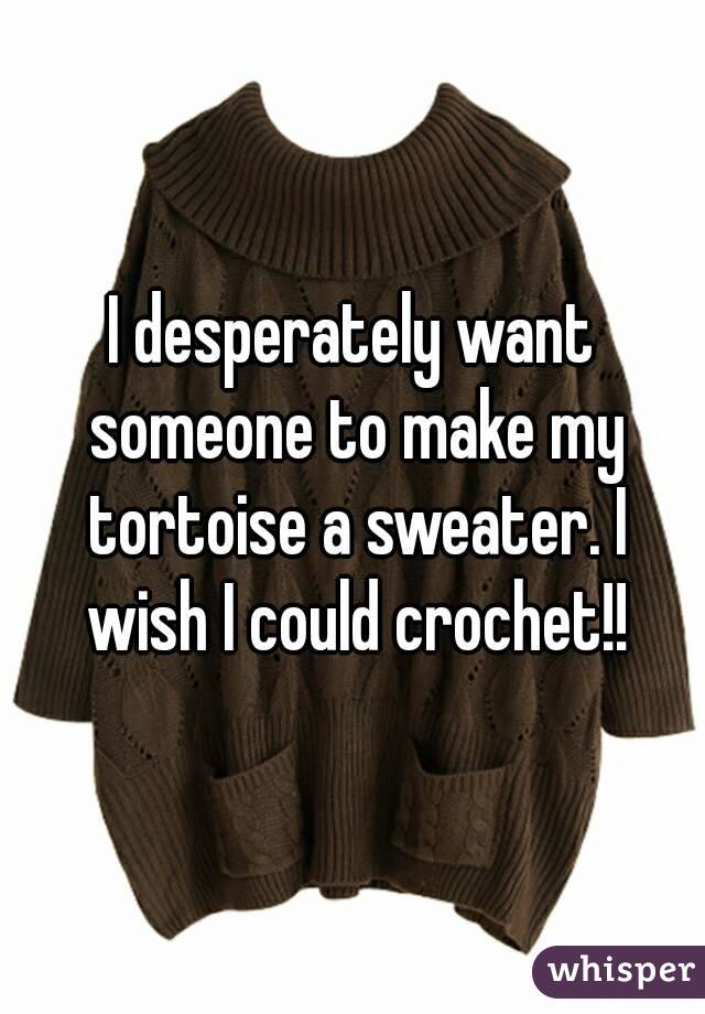 I desperately want someone to make my tortoise a sweater. I wish I could crochet!!