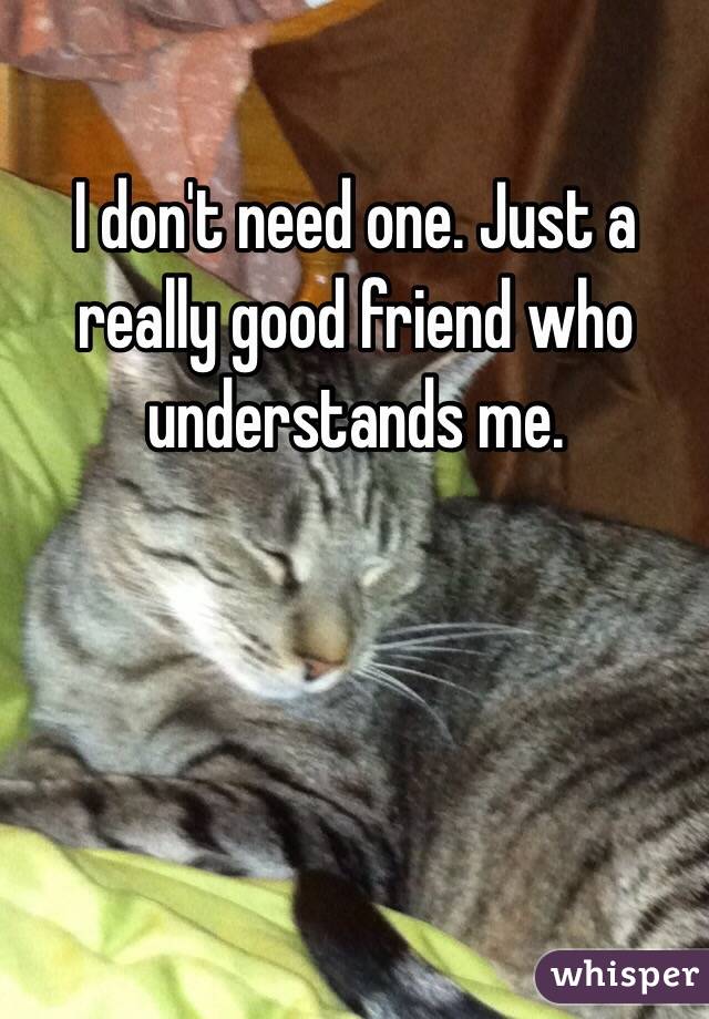 I don't need one. Just a really good friend who understands me.